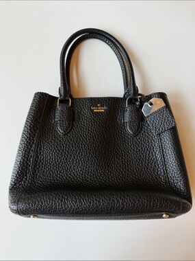 kate spade Black Pebbled Leather Satchel with Gold Hardware
